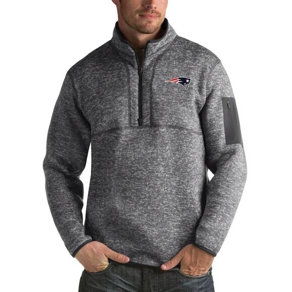 NWT New England Patriots Antigua Heather Quarter-Zip Pullover Jacket